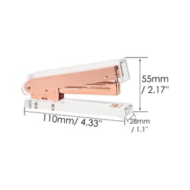 Clear Acrylic Stapler Rose Gold Desktop Stapler Cute Mini Staplers for No.10 Staples Refill, Heavy Duty Office Stapler Desk Accessiories for Office School Home