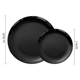 PULOTE 60 PCS Black Plastic Plates - Include 30 Dinner and 30 Dessert Plates, Black Disposable for Party & Birthday
