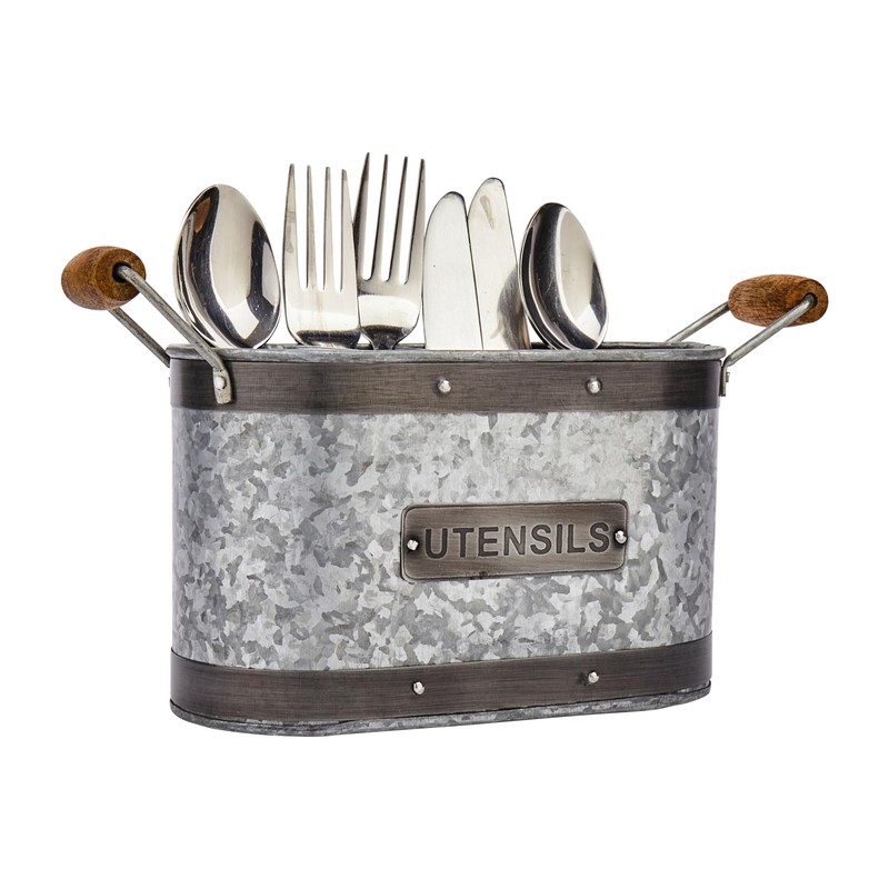 KitchenCraft Utensilienhalter, Stahl, Grau/Braun, 27.5 x 11 x 17 cm