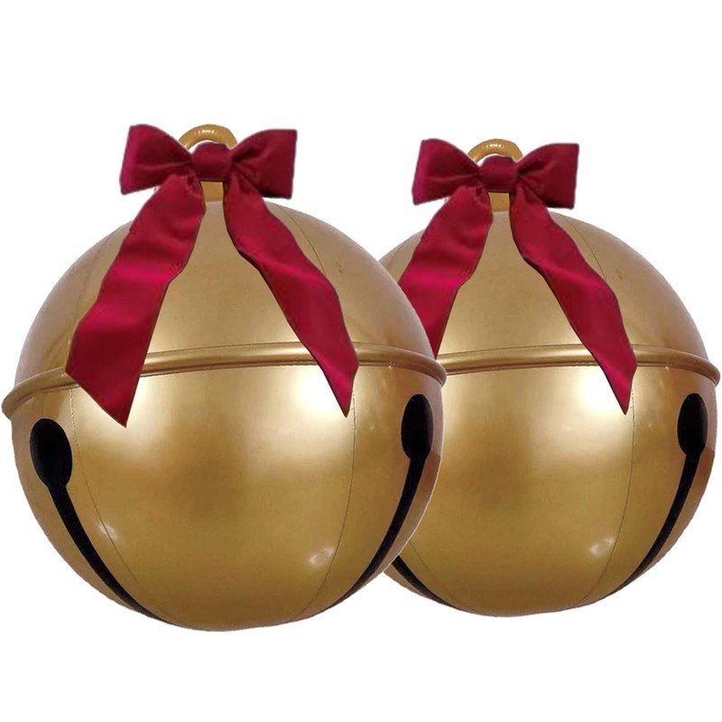 23.6 Inches Inflatable Christmas Ball PVC Large Jingle Bell Bow