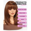 WOKESTAR Staright Wig with Fringe Synthetic Mid-length Layered Wigs for
