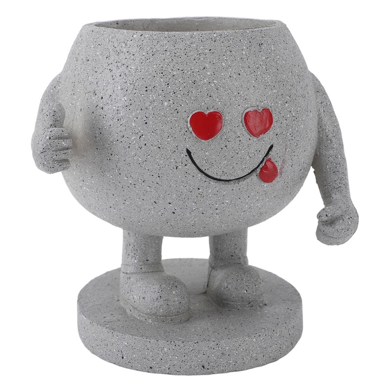 Succulent Pot Adorable Smiling Figure Standing Thumb Up Resin Flower