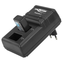 Ansmann 9V Ladegerät für E-Block Akkus NiMH - 9V Batterieladegerät mit Einzelschachtüberwachung, automatische Abschaltung, Erhaltungsladung - Powerline 2 Akkuladegerät, Schwarz
