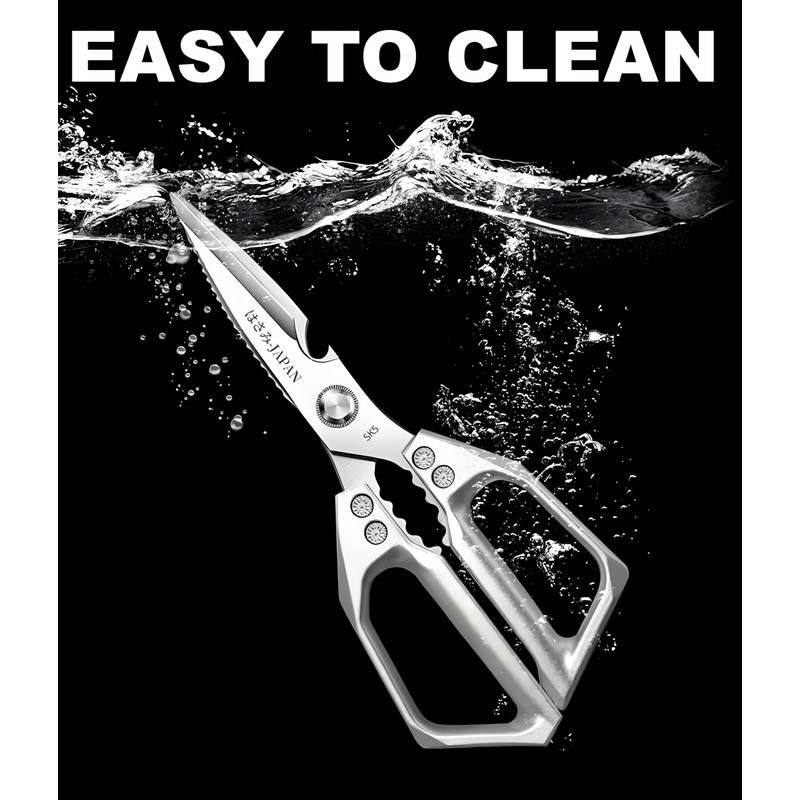 Kitchen Scissors, All Purpose，Ultra Sharp Meat Scissors，Heavy Duty Silver Cooking