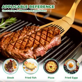 Snailhouse Slotted Spatula, Stainless Steel High Heat Metal Cooking Fish Turner Spatula for Kitchen Use Flipping, Turning, Frying, Gold