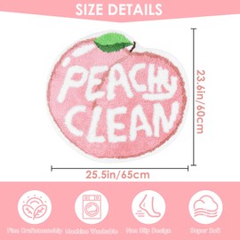 Fruit Peach Bathroom Rug, Furry Peachy Clean Bath Mat Pink Peach Bathroom Decor, Super Soft Absorbent Non Slip Peachy Clean Floor Mat for Bedroom Living Room Bathroom - 25.5 x 23.6 Inches