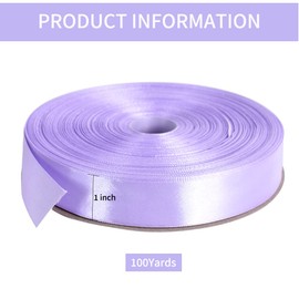 TONIFUL 1 Inch x 100yds Light Purple Satin Ribbon, Thin Solid Color Satin Ribbon for Gift Wrapping, Crafts, Hair Bows Making, Wedding Party Decoration, Invitation Cards, Floral Bouquets, Christmas