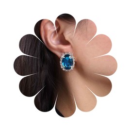 Cimenexe Bohemian Ruby Crystal Earrings Red Ruby Oval Earrings Ruby Rhinestone Stud Earrings Retro CZ Gemstone Earrings Jewellery for Women and Girls Gifts, Zinc, No Gemstone