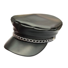 RmKbe Biker Hat with Chain Men's Adult Biker Hat Biker Punk Rocker Cap Hat Biker Costume Accessories for Women Men