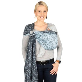 Hoppediz Ring-Sling Baby Sling from Birth, 100% Organic Cotton, Design Malmö Aqua