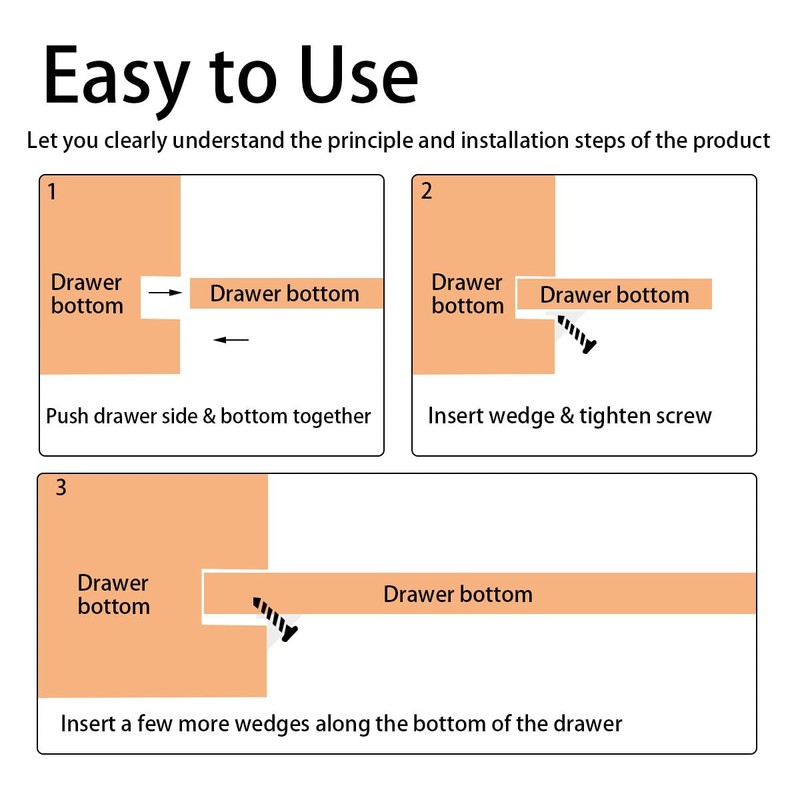 100 Pcs Plastic Angle Code Bracket Fasteners, Sagging Drawer Bottom