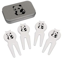 Azeeda 'Cute Panda Sitting' Golf Divot Tool/Repair Fork Gift Set (GO00065472)