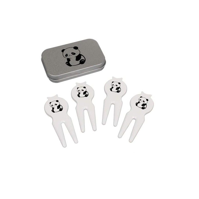 Azeeda 'Cute Panda Sitting' Golf Divot Tool/Repair Fork Gift Set