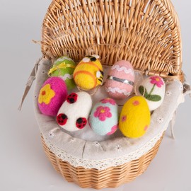 8Pcs Wool Felted Eggs Hanging Ornaments for Easter Decoration,Easter Eggs Decor for Garland Crafts Tree Hanging Ornaments Party Decoration,Pastel Colorful Eggs for Home Decoration