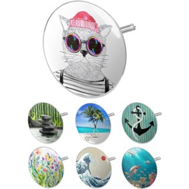 arteneur® Universal Bath Plug with Hipster Cat Motif from Berlin, Triple Seal, Adjustable, Rustproof, Extra Heavy for Stable Hold, Plug Bath Accessories