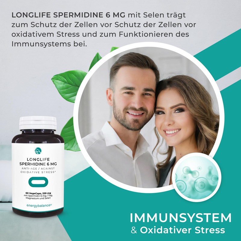 Longlife Spermidine 6mg Anti-Age mit Spermidin, Magnesium und Selen -
