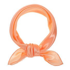 Quilax Chiffon Square Ribbon Neck Scarf, Satin Purse Scarf, Retro Wrap Neck Scarves, Handkerchief for Women Accessory(Orange)