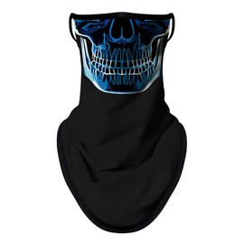 ShopINess Unisex Bandana Face Mask Scarf Face with Ear Loops Rave Balaclava Neck Gaiters Dust Cloth Washable Wind Motorcycle Mask - Skull Scanner, multicoloured