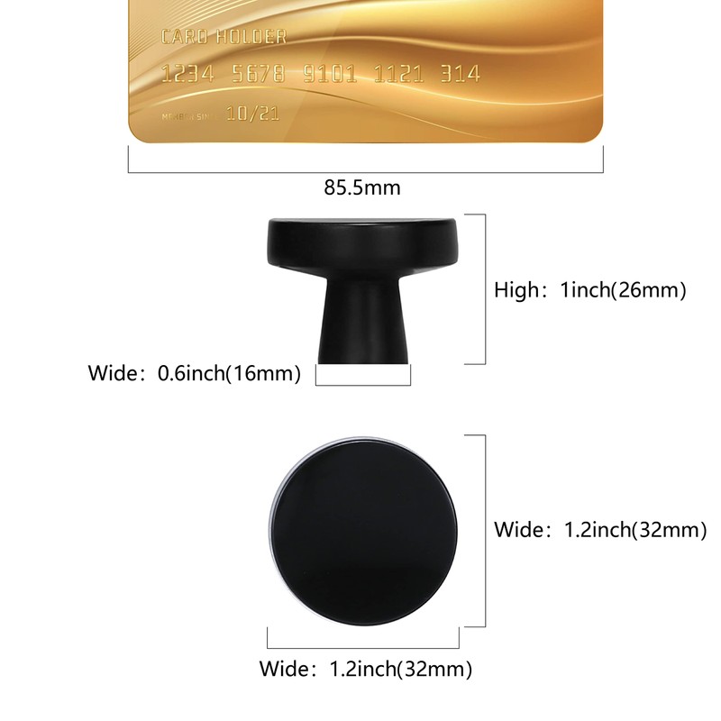 Cotykiley 10 Pack Matte Black Kitchen Cabinet Knobs 1.2 inch