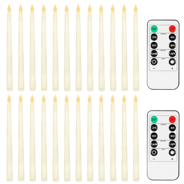 Jaoruizer 24Pcs Flameless Taper Candles,11in Battery Operated LED Taper Candles