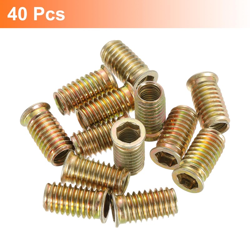 sourcing map Wood Furniture M10x30mm Threaded Insert Nuts Interface Hex