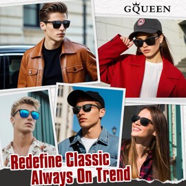Gqueen Unisex Polarised Sunglasses - Classic Retro Glasses for Men & Women - MSO7 - m