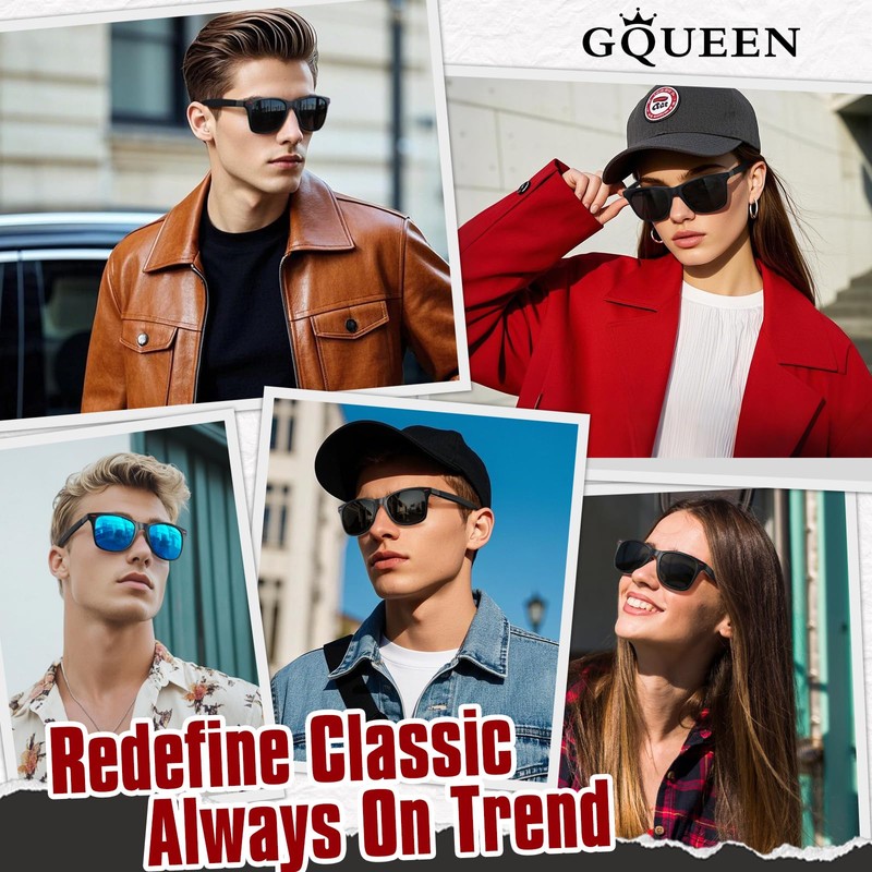 Gqueen Unisex Polarised Sunglasses - Classic Retro Glasses for Men
