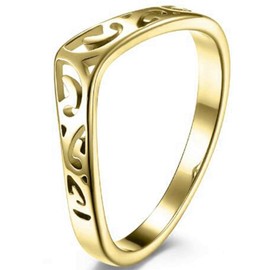 Jude Jewelers Stainless Steel Knot Pattern Chevron Style Wedding Promise Statement Anniversary Valentines Ring (Gold, 10)