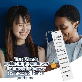 Long Distance Best Friend Gifts for Women Girls Christmas Birthday Gifts for Women Friendship Book Mark Gift for Women Bestie Soul Sisters True Friends are Like Bright Sunflowers Bookmark Engraved