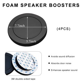 ZNDAW 4PCS 6.5" Car Foam Speaker Enhancer, Auto Door Soundproof Speaker Fast Rings Foam Baffles, Self Adhesive High Rebound Sponge Bass Blocker Kit Universal for Stereo Audio Speaker