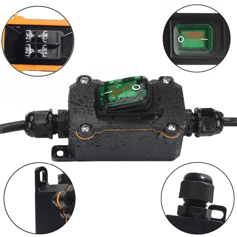 aikoolwer IP67 Waterproof Inline Cord Switch ON/Off 20A 250V 16A