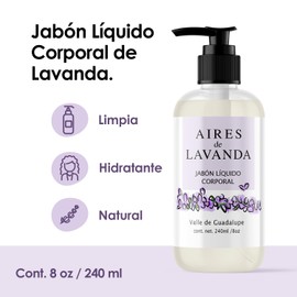 Jabón Líquido Corporal Aires de Lavanda 240 ml, Higiene y Cuidado de la Piel con Aroma Relajante de Lavanda