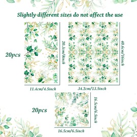 40Pcs Floral Napkins Sage Green Napkins Patterned Disposable Serviettes for Green Birthday Baby Shower Bridal Shower Wedding Anniversary Decoration