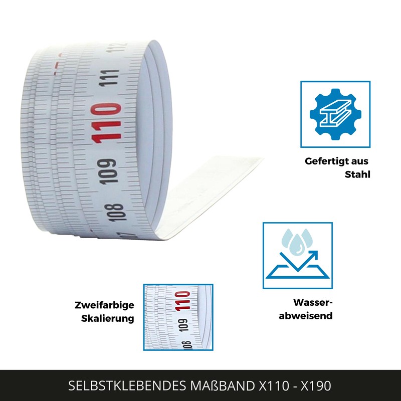 hedue Selbstklebendes Maßband 1 m, von links nach rechts