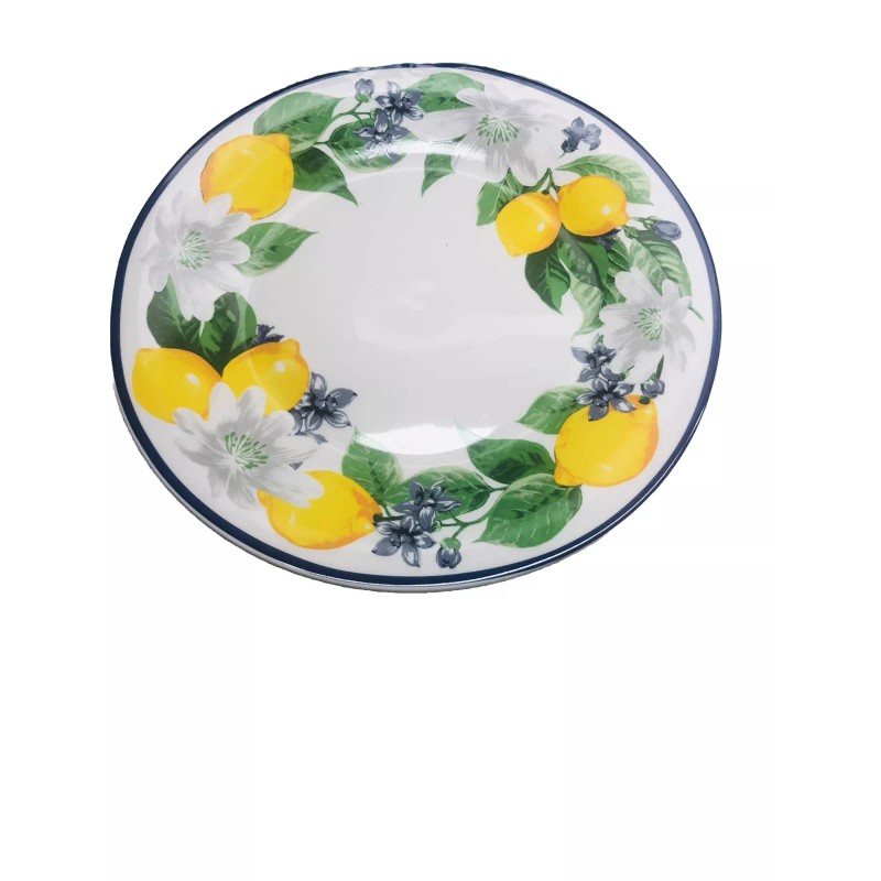 Royal Norfolk Lemon Floral Dinner Plate W/ Blue Rims, 10.5-in.