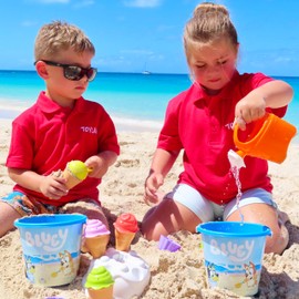 Toyland® Bluey & Bingo 14 Piece Bucket & Scoop Set with Ice Cream Cones - Sand & Water Play Sandbox - Beach Toys
