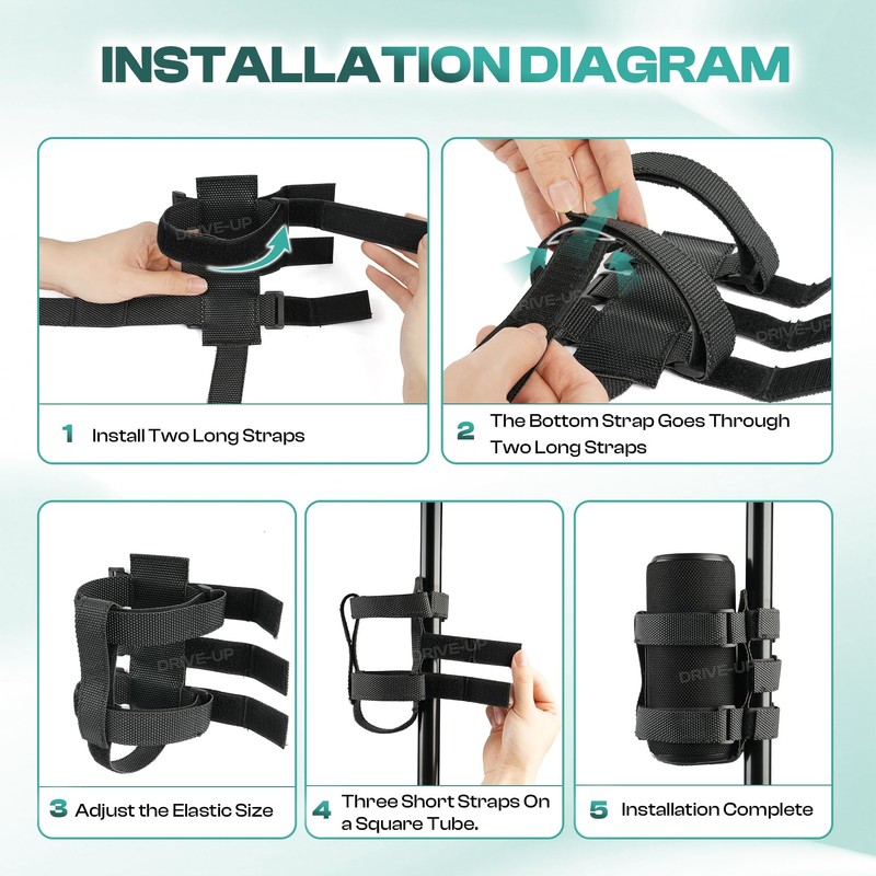 Drive-up Adjustable Speaker Mount for Golf Cart, Strap Holder for