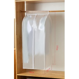 QH7 Dustproof Clothes Rail Cover Storage Bag 50 x 60 x 110 cm PEVA Dustproof Wardrobe Organiser with Full Zip and Magic Tape