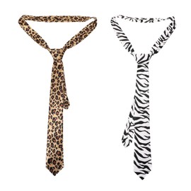 Pack of 2 Men's Animal Print Ties Cool Cheetah Leopard Zebra Tie Gentleman Tie Suit Ties Collar Tie for Weddings Parties Costumes