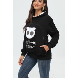 BOMBAXCEIBA Cat Dog Pet Carrier Sweater Puppy Kitten Pouch Hoodies Kitty Carrying Kangaroo Sweatshirt(Black,XXL)