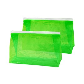 TotePrint 2pcs Purple Fashion Small Glitter Clear Cosmetic Travel Toiletries Bags Shiny Transparent PVC Makeup Pouch Bag for Bathroom Vacation and Organizing, green-100, Modern