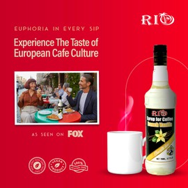 RIO French Vanilla Coffee Syrup, Perfect for Hot or Iced Drinks & Desserts, Smooth & Creamy Flavor Sweetened with Pure Cane Sugar, Barista-Grade Flavor Syrups for Coffee Drinks at Home & Work - 700ml