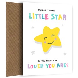 Congratulations Baby Girl Card - Twinkle Twinkle Little Star Do You Know How Loved You Are - New Baby Girl Card or Baby Shower Card for Girl | Twinkle Twinkle