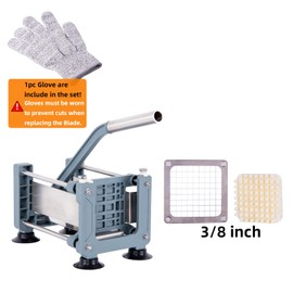 Rismonar French Fry Cutter Potato Slicer Stainless Steel With 1/2in 1/4in 3/8in Blade for Carrots Cucumbers Vegetables (Green, Machine + 3/8)