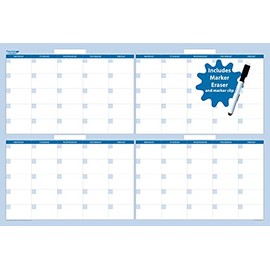 24" x 36" - Sky Blue 120-Day Erasable Wall Calendar / Planner with Marker and Eraser. Non-ghosting Non-Staining 24" wide X 36" wide