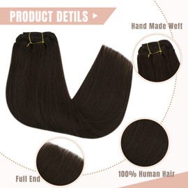 Fshine Clip in Hair Extensions Real Human Hair 22Inch Dark Brown Hair Extensions Clip in Long Straight Hair Clip on Remy Hair Extensions 120g 7Pcs