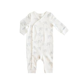 PEHR Kimono Romper, Follow Me Elephant | 100% Organic Cotton Baby Outfit | Easy-Wrap Style with Snap Closures | Sizes 0-3 Months