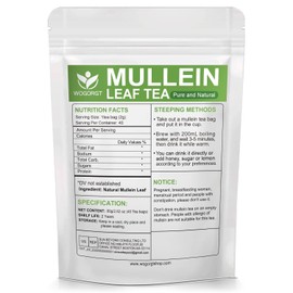 Mullein Tea Bags - Natural Mullein Leaf Tea for Lungs Cleanse and Respiratory Support, Caffeine Free - 40 Tea Bags