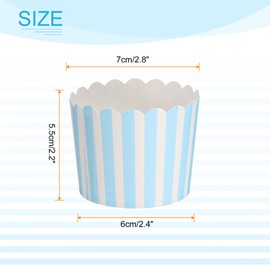 HARFINGTON 100Pcs Paper Baking Cups 6oz Greaseproof Disposable Bulk Cupcake Muffins Liners Cases Wrappers for Wedding Birthday Graduation, Pinstripe Blue