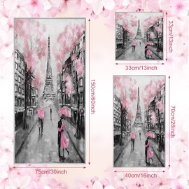 Newwiee 3 Pcs Eiffel Tower Bath Towel Set for Bathroom Absorbent Towels and Washcloths Sets Bath Hand Towel for Bathroom Hotel Beach Travel Sports Gym Pool Spa Yoga Camp, 60 x 30 Inch